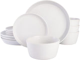 Set de veselă Sofia Coupe, serviciu pentru 4 persoane (12 piese), alb cu pete