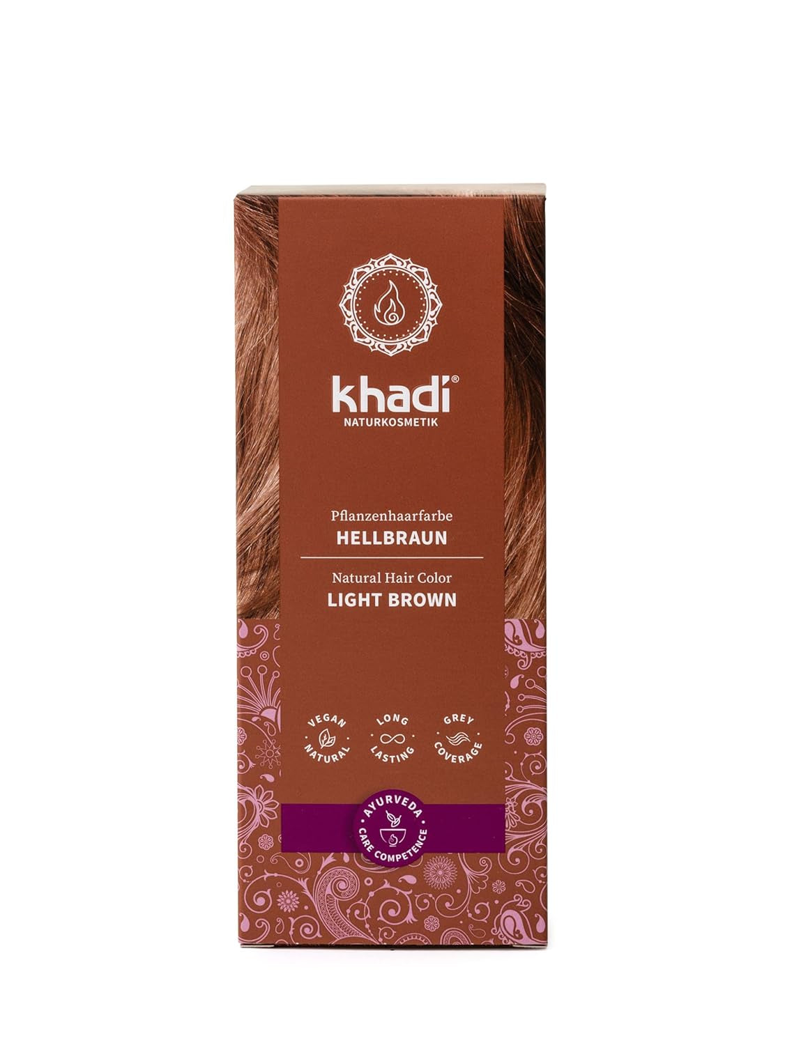 khadi GOLDBRAUN culoare de păr din plante, culoare de păr de la chihlimbar strălucitor la maro auriu catifelat și strălucitor, culoare de păr naturală 100% pe bază de plante, naturală și vegană, produse cosmetice naturale certificate, 100g Vopsea pentru par Naty Shop Maro deschis 100 G (1 pachet) Singur