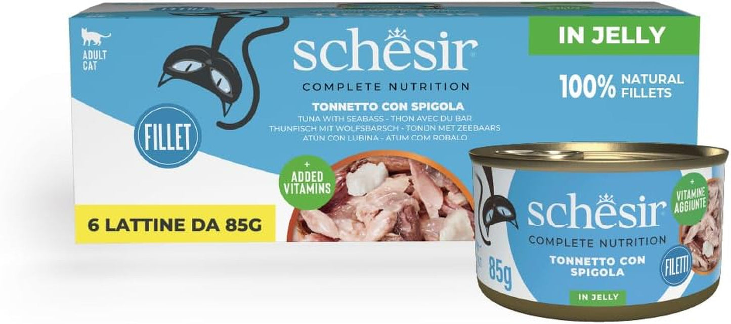 Ton spinos în jeleu, hrană umedă completă pentru pisici, la conservă, cu vitamine adăugate, 100% natural, 6 x 85 g