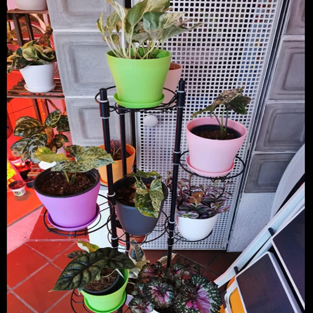 Ghivece mari din plastic de 20 cm cu farfurioare, ghivece cu auto-udare, albe cu farfurioare, ghivece din plastic pentru răsaduri, ghivece îngroșate pentru plantare în interior și în exterior (6 bucăți)