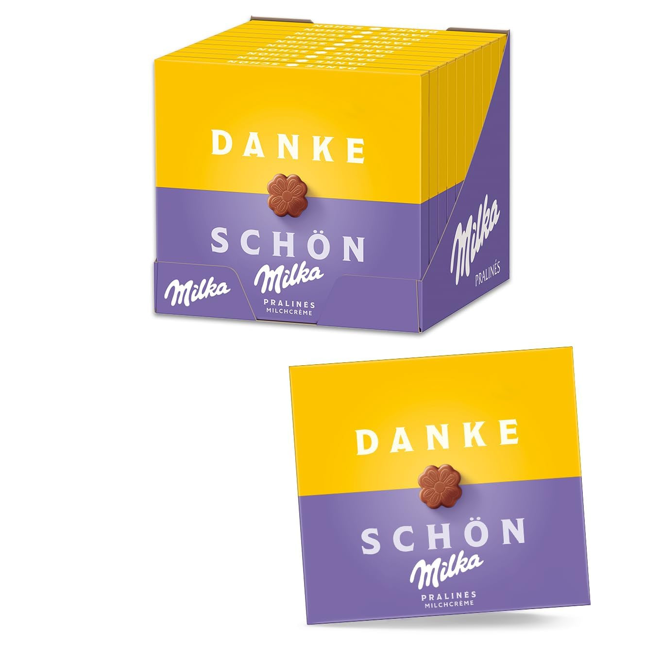 Praline Milka Congratulations – Ciocolată cu lapte alpină cu umplutură fină de cremă de lapte – 10 x 110g