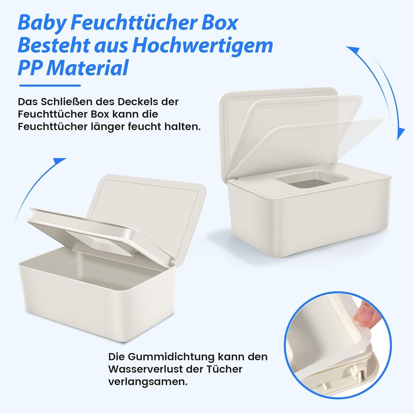 Cutie pentru șervețele umede cu capac, cutie pentru șervețele umede, distribuitor de șervețele umede pentru bebeluși, cutie de depozitare impermeabilă și sigilată, distribuitor de șervețele umede pentru baie, bucătărie, alb