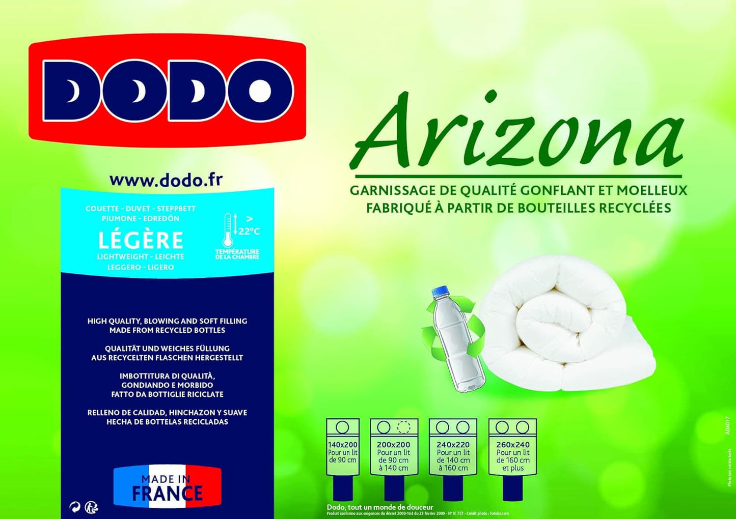 DODO Couette plapuma Arizona, lumina, poliester, alb, 140/200 Plapumi si pilote Naty Shop