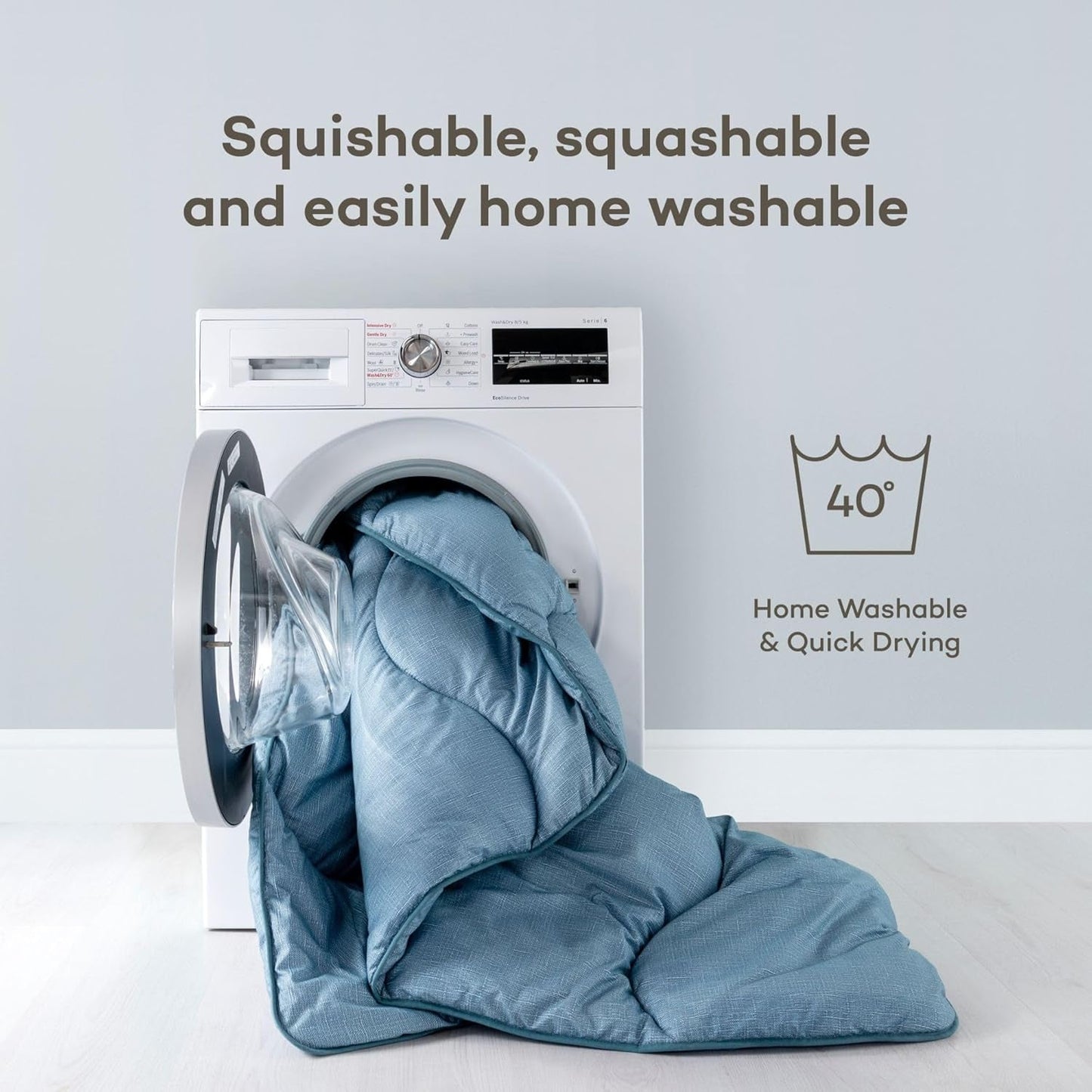 Night Lark Coverless Duvet Super King 6 Tog Spring Summer - Blue Garden Cuvertură super moale, confortabilă și ușoară, lavabilă la mașină și uscare rapidă, set de perne All-In-One, reversibil Plapumi si pilote Naty Shop