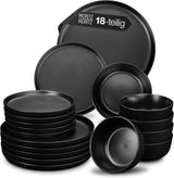 Set de veselă Moritz & Moritz NORDIC pentru 6 persoane - Set de veselă din gresie neagră cu 18 piese - Design scandinav - Set de farfurii robust pentru 6 persoane pentru uz zilnic și pentru oaspeți - Set de veselă combinat