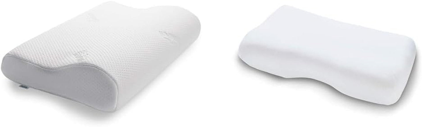 TEMPUR Original Sleeping Pillow Memory Foam, Pernă ergonomică de susținere a gâtului pentru cei care dorm lateral și pe spate, Fermă, M (50 X 31 X 10/7 Cm), Alb Perne ortopedice cervicale Naty Shop Pachet cu husă de pernă, alb S (50 X 31 X 8/5 Cm)