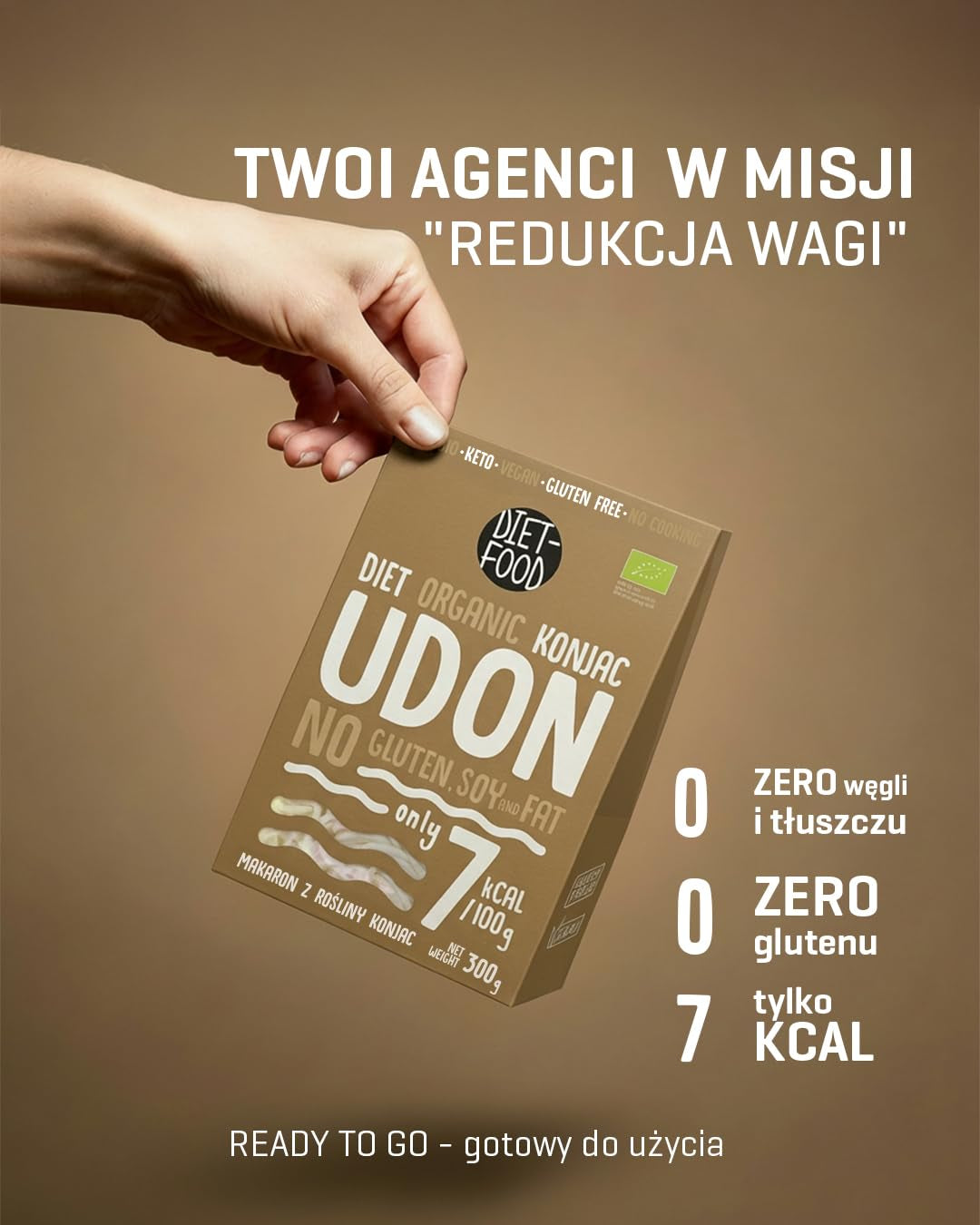 Tăiței Udon Shirataki Konjac Bio 385g – Conținut scăzut de calorii, fără gluten, vegani – preparați din rădăcină de konjac, bogați în fibre DIET-FOOD