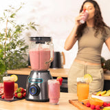 Cecotec Standmixer Power Black Titanium 2200MAX Smooth, 2200 W Maximale Leistung, 6 Klingen Aus Edelstahl, Ice-Crush-Funktion, Turbo- Und Smoothie-Funktion, Autoclean-Funktion Bucatarie Naty Shop
