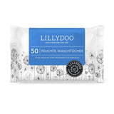 Șervețele umede LILLYDOO, 50 de bucăți, 100% fără plastic, șervețel extra mare, fără parfum