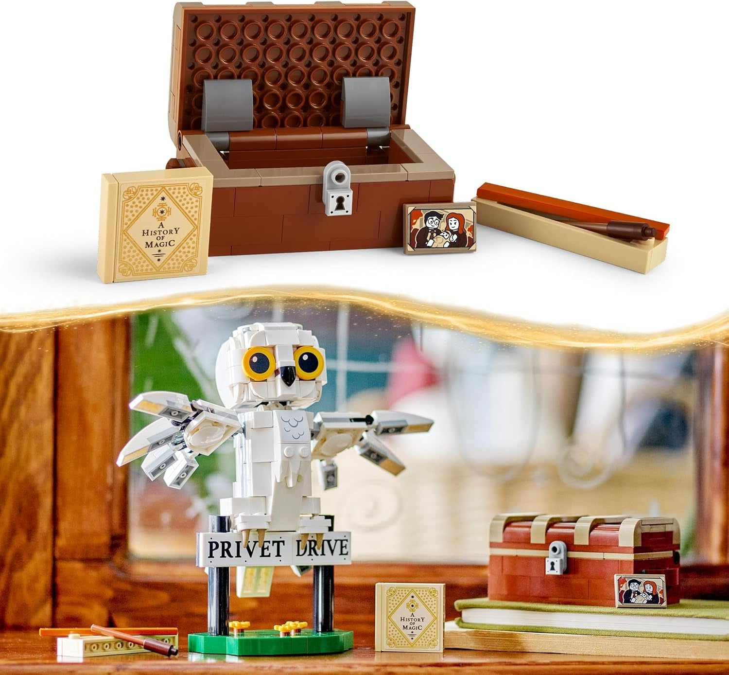 LEGO Harry Potter Hedwig în Privet Drive 4 Set cu bufniță de jucărie pentru copii, figură animal construibilă cu valiza Hogwarts, cadou mic pentru băieți, fete și toți fanii de la 7 ani 76425 Seturi de constructie Besuche den LEGO-Store
