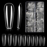 Tipuri de unghii, 500 bucăți de vârfuri de unghii false acrilice artificiale cu cutie de depozitare pentru saloane de unghii și nail art DIY acasă, 10 dimensiuni