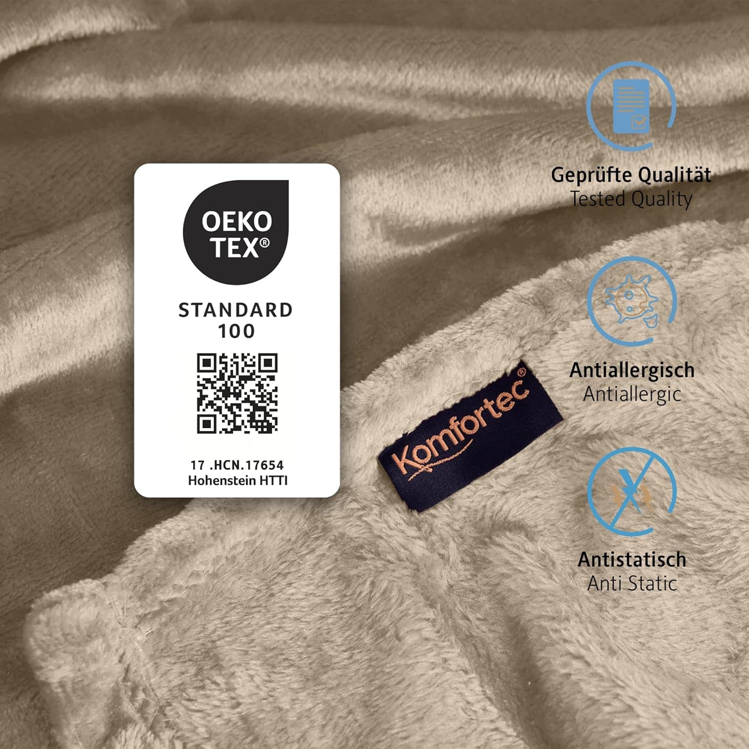 Komfortec pătură pufoasă, pătură confortabilă, pătură fleece, certificată Oeko-Tex, super moale, 150X200 Cm, 260 G/M², bej Paturi si Cuverturi Besuche den Komfortec-Store
