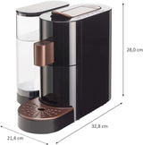 Espressor cu capsule K-FEE TWINS II pentru cafea, ceai și cacao | Espressor pentru cești mari | Încălzire rapidă | Rezervor de apă de 2,3 l | 19 bar | Negru-cupru