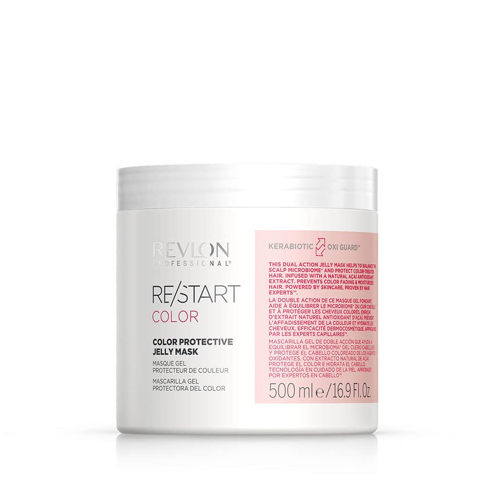 RE/START Color Protective Jelly Mask, 500 ml, mască de păr pentru îmbunătățirea culorii, tratament pentru păr hidratează și protejează împotriva decolorării culorii părului, mască cu extract natural de acai Masca de par Naty Shop 1 bucată (pachet de 1)