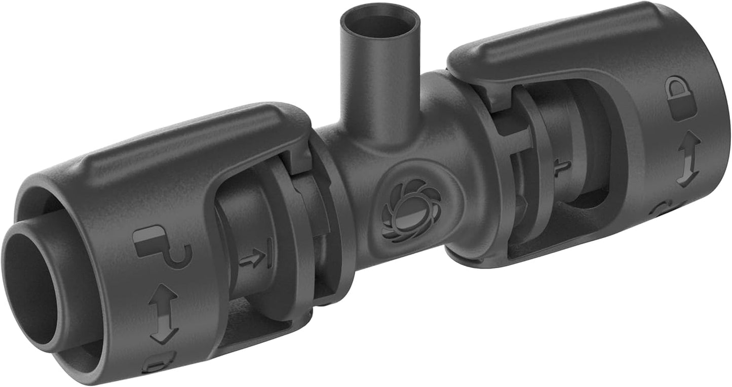 Piesă în T Gardena Micro-Drip-System pentru duze de pulverizare: Conectare între țevi de 13 mm și o duză de pulverizare, udare automată a plantelor, tehnologie de conectare rapidă și ușoară, reutilizabilă (13206-20)