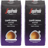Segafredo Zanetti Caffè Crema Gustoso - Boab întreg (Pachet de 1 kg) - Potrivit pentru Caffè Crema - Boabe de cafea prăjite lungi și închise la culoare, aromă plină și intensă (Pachet de 2)