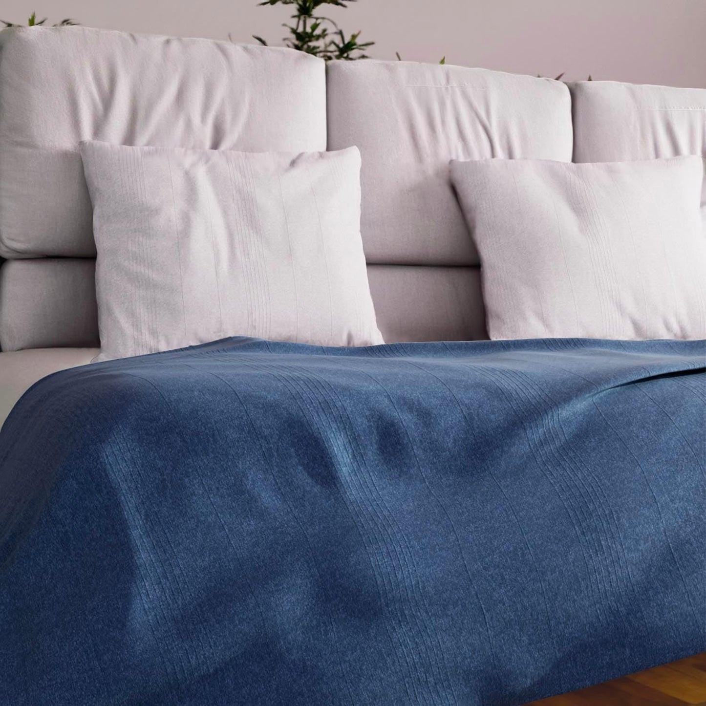 Soleil D'Ocre Adele, Acoperire Zigzag, Aruncată de pe canapea, Polycoton, Albastru, 220 X 240 Cm Plapumi si pilote Naty Shop Albastru 180 X 220 Cm