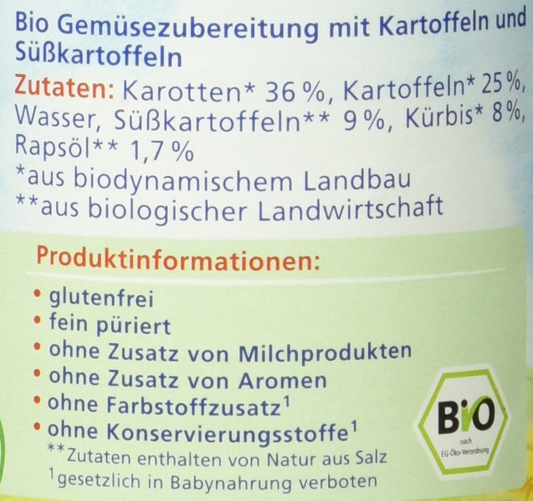 Legume bio cu cartofi dulci, după 4 luni, 190g