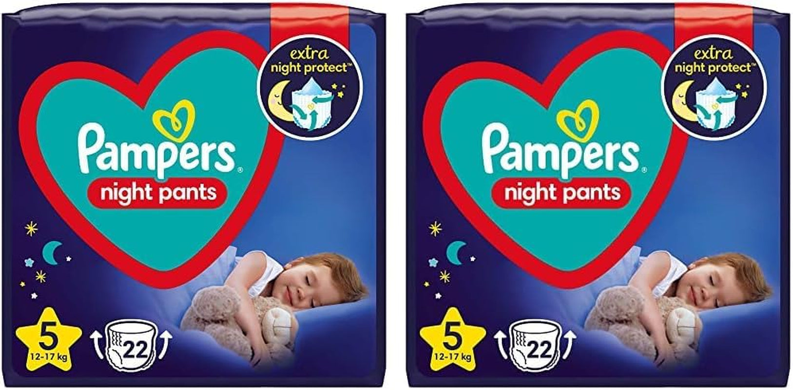 Scutece Night Pants (Versiunea veche), mărimea 5, 22 bucăți, 12 kg-17 kg (Pachet de 2)