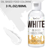 Colorant alimentar liposolubil - colorant alimentar pe bază de ulei pentru ciocolată, cremă de unt, bomboane, glazură - colorant alimentar concentrat pe bază de ulei pentru copt, gătit, fondant (alb, 88 ml)