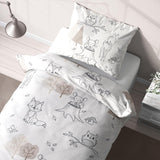 Lenjerie de pat pentru copii, vulpe, bufniță și animale de pădure, 100% bumbac Lenjerie de pat - copii Naty Shop