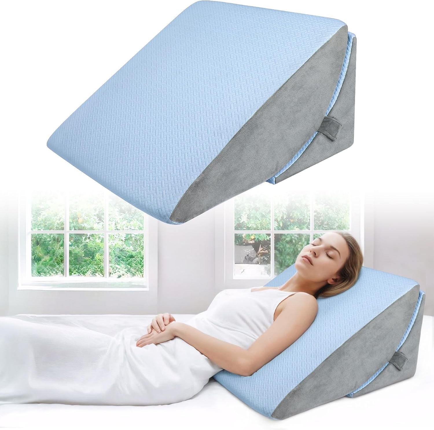 Pernă cu pană reglabilă cu spumă de înaltă densitate, pernă ergonomică pentru spate pentru pat și canapea, pernă de citit antireflux pentru dormit, joacă, vizionarea la televizor (Greu)