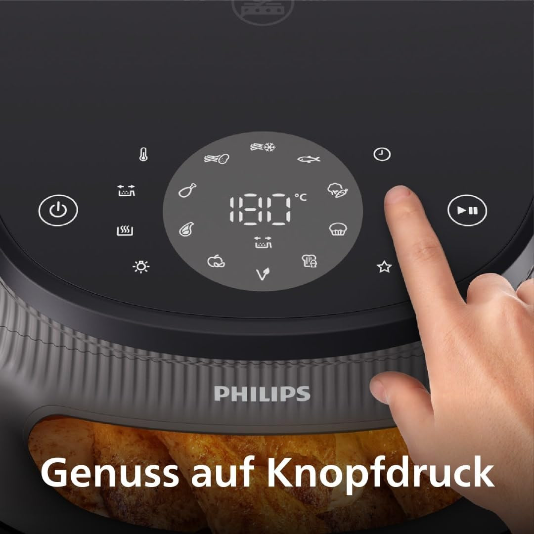 Philips Airfryer 3000 Series 6.2L, Fereastră de gătit, 16 funcții de gătit în 1, Tehnologie Rapidair plus, Eliminarea grăsimilor, Aplicație de rețete Homeid Electrocasnice Naty Shop