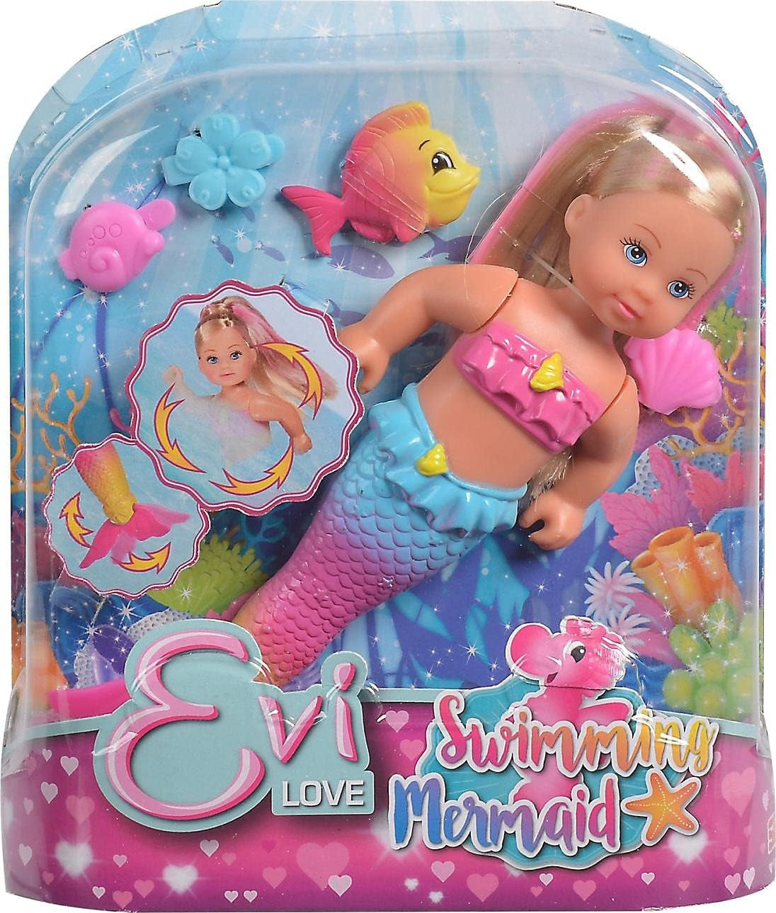 Simba 105733318 Păpușă Sirenă Evi Love Înotătoare, Multicoloră, Mărime Unică