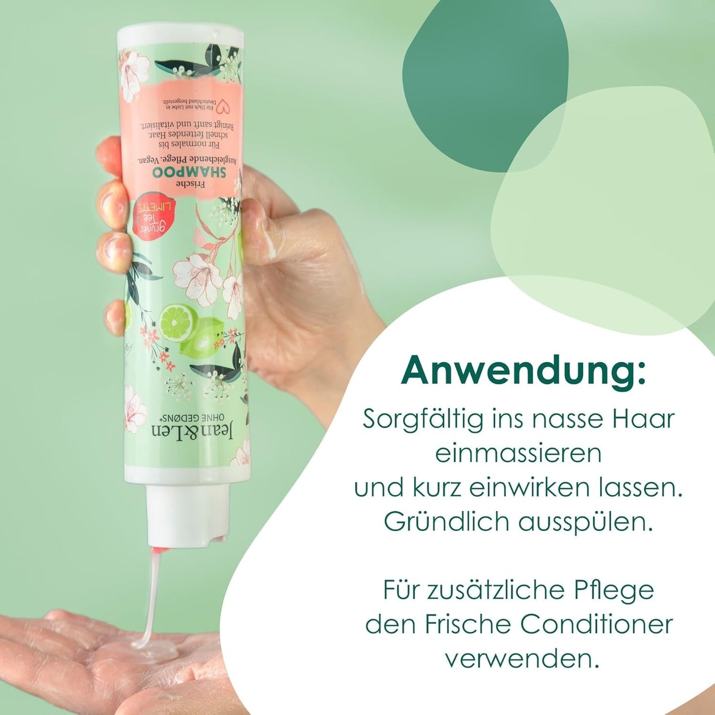 Șampon cu efect de hidratare Jean & Len Green Tea & Lime, pentru păr normal până la gras, 300 ml Duș și baie Jean & Len Green Tea & Lime