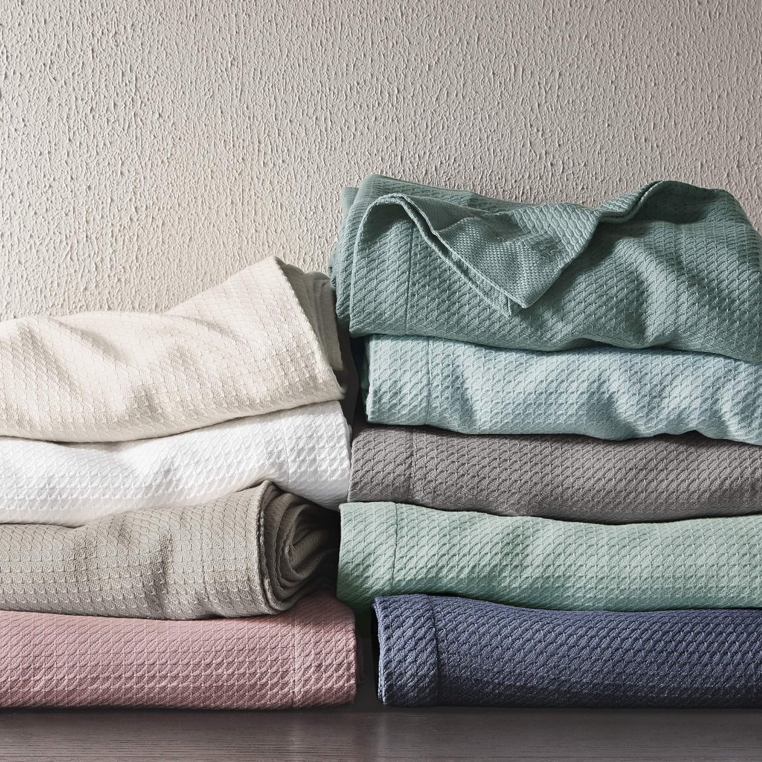 Madison Park 100% bumbac egiptean, respirabil, pătură confortabilă, tricotat premium, sezon de lux, acoperire ușoară pentru pat, canapea și canapea, pat Full/Queensize, Rose Plapumi si pilote Naty Shop