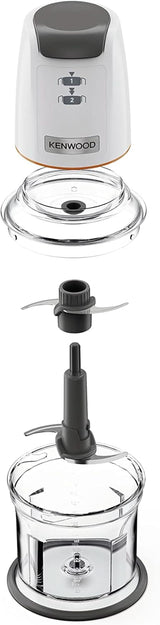 Kenwood Easychop CHP61.000WH, Zerkleinerer Mit Vier Klingen, Schüssel 0,5 L, Druckantrieb, 2 Geschwindigkeiten, Rutschfester Ring, Spülmaschinenfest, Eisbrecher, 500 W, Weiß Bucatarie Naty Shop