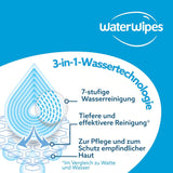 Șervețele umede WaterWipes Sensitive+ pentru nou-născuți și bebeluși, 540 bucăți (9 pachete), curățare, îngrijire, protecție 3 în 1, 99,9% apă, fără parfum