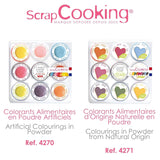 Scrapcooking - Set 9 coloranți alimentari pudră - Albastru, Galben, Roz, Violet, Portocaliu, Verde lămâie, Roșu, Roz pudră, Negru - Pudră colorantă comestibilă pentru prăjituri, brioșe, macarons - 4270