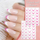 12 Stück French Tip Nagelsticker Selbstklebend Bunte French Nails Schablone Nagelaufkleber Nail Art Stickers Nageldesign DIY Nägel Zubehör(12 Farben)