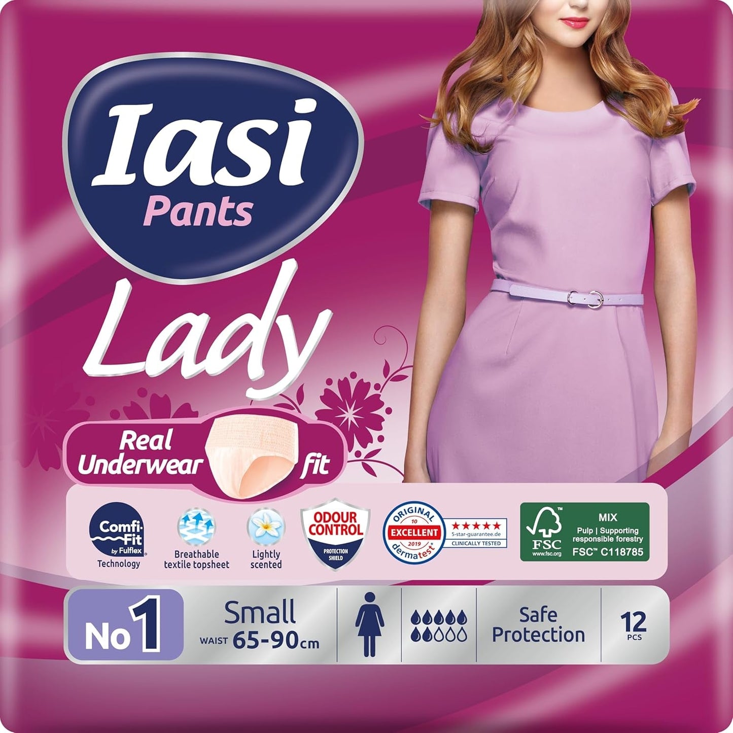 Pantaloni LADY, 48 de pantaloni de incontinență urinară de unică folosință, absorbție Plus, mărimea S pentru femei, 48 de bucăți