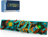 Kit de construcție cu plăci de dragon mitic pentru adulți, jucărie de construcție artistică 3D Divine Loong cu lumini LED și flori, kit de model DIY cu relief de dragon, cadouri creative și decorațiuni (1676 piese)