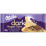 Milka Black Milk – Ciocolată alpină neagră cu lapte și umplutură cremoasă de nuga – 85g (pachet de 5)