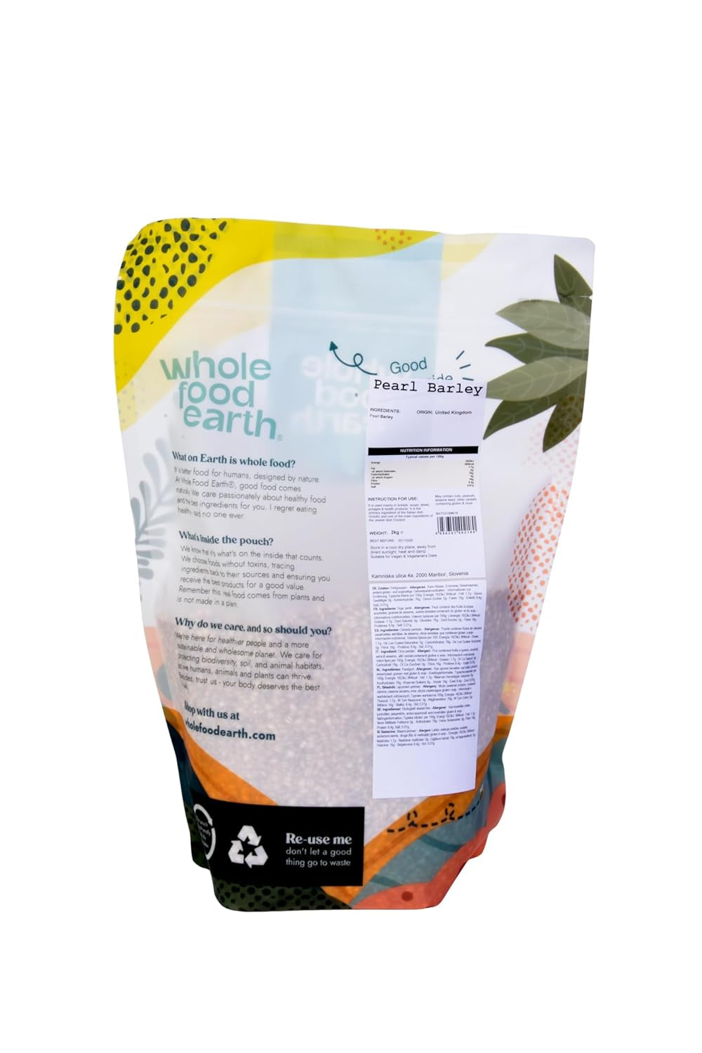 Orz perlat Wholefood Earth - fără OMG - vegan - fără lactate - fără zahăr adăugat, 2 kg