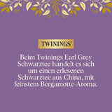 Twinings EARL GREY Ceai negru în pliculețe, rafinat cu aromă de bergamotă - Ceai negru din China, renumit în întreaga lume și extrem de revigorant, pachet de 1 (25 pliculețe)