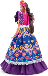 Păpușă Barbie 2022 Día De Muertos cu rochie tradițională cu volane, coroană de flori și vopsea facială Calavera, cadou pentru colecționari