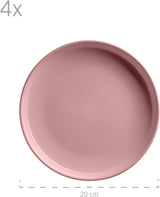 MÄSER 934005 Seria Alenia, Set de veselă pentru 4 persoane în design scandinav modern, Set combinat ceramic cu 16 piese în roz, Gresie