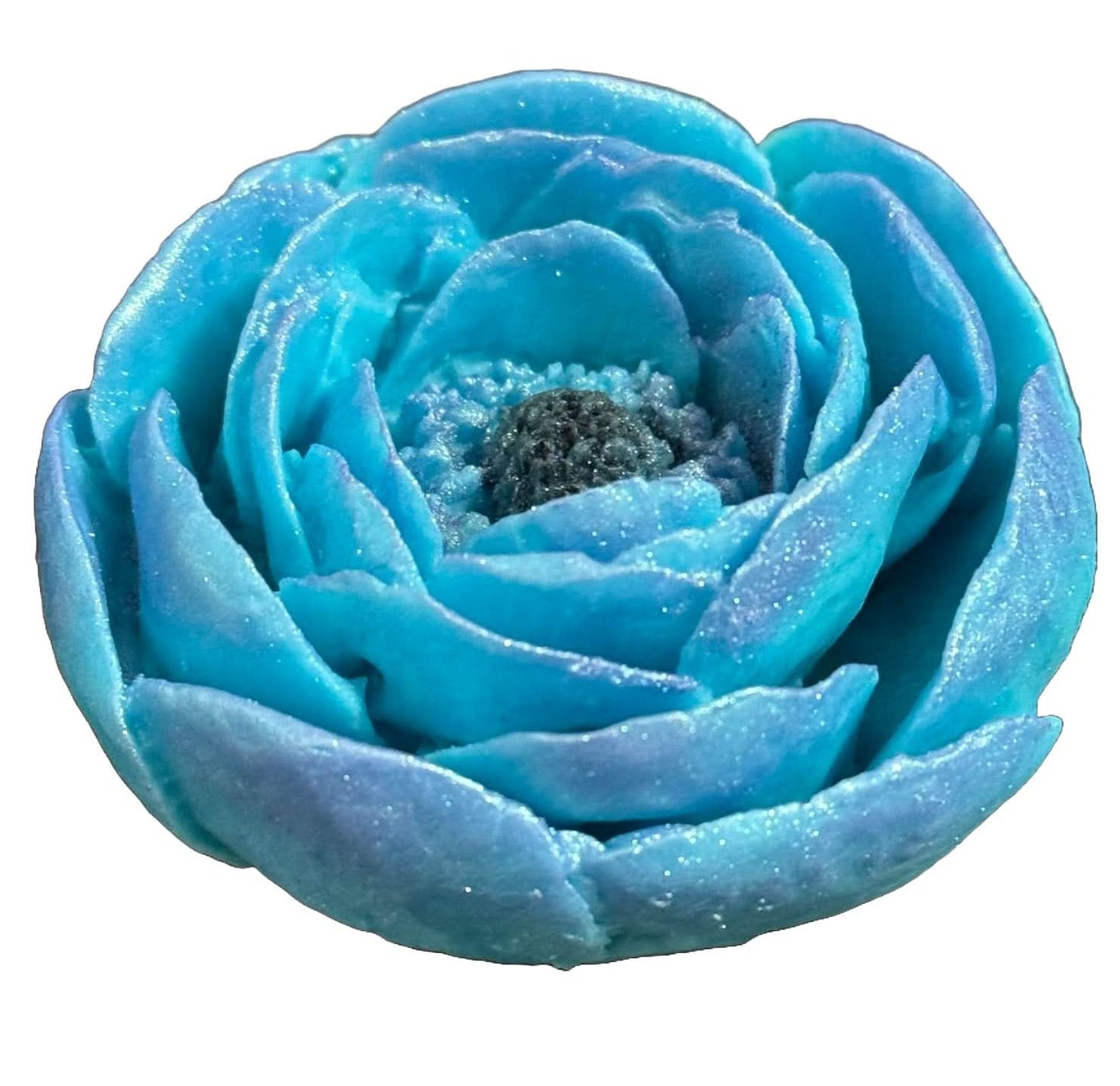 Decoratiune comestibila din zahar, Bujor turcoaz Decoratiuni din Pasta de Zahar Nati Shop