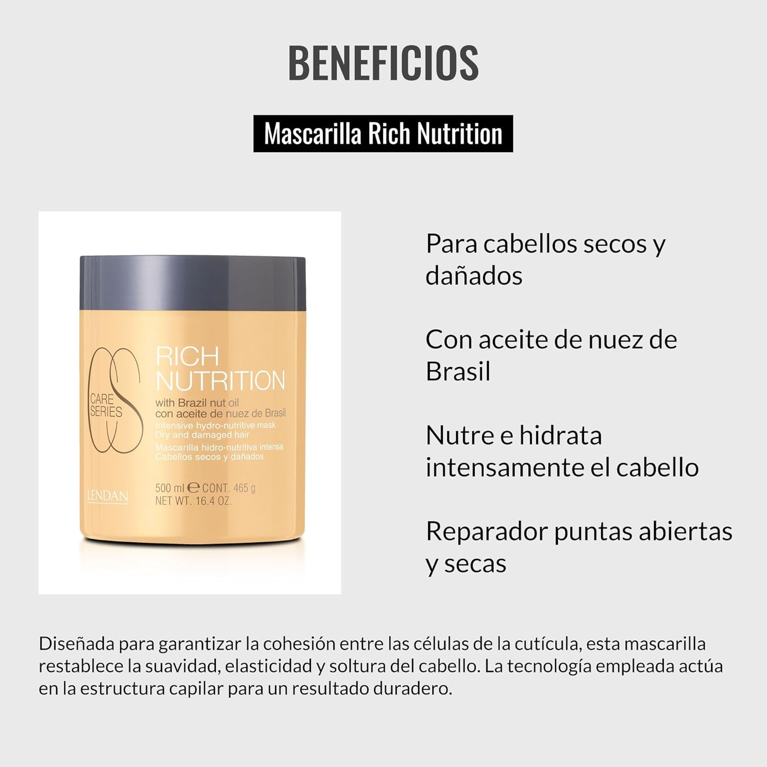 Mască de păr hidratantă - Nutriție bogată - 500 ml - păr uscat și deteriorat - cu ulei de nuci braziliene - hrănește și asigură o hidratare intensă a părului, repară Masca de par Naty Shop