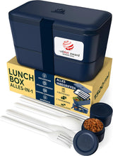 Cutie de prânz Umami pentru adulți, cutie bento stivuibilă etanșă cu 4 tacâmuri și compartimente, cutie de prânz pentru adulți, recipient pentru salată to-go, cutie de prânz pentru picnic / birou, gri cărbune, 1500 ml