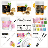 Pudră de aur comestibilă He-Ju 10g, vegană și fără E171, colorant alimentar auriu, sclipici comestibil pentru băuturi și alimente