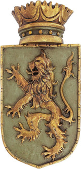 Design Toscano Scut medieval Leu vertical, sculptură murală Statuete si sculpturi Naty Shop Scut Rampant Medieval