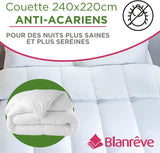 Cuvertură Serenité - Tratament împotriva acarienilor - Temperat 300 G/M² - 240 X 220 Cm - Pentru pat dublu - Lavabil la mașină, alb Plapumi si pilote Naty Shop
