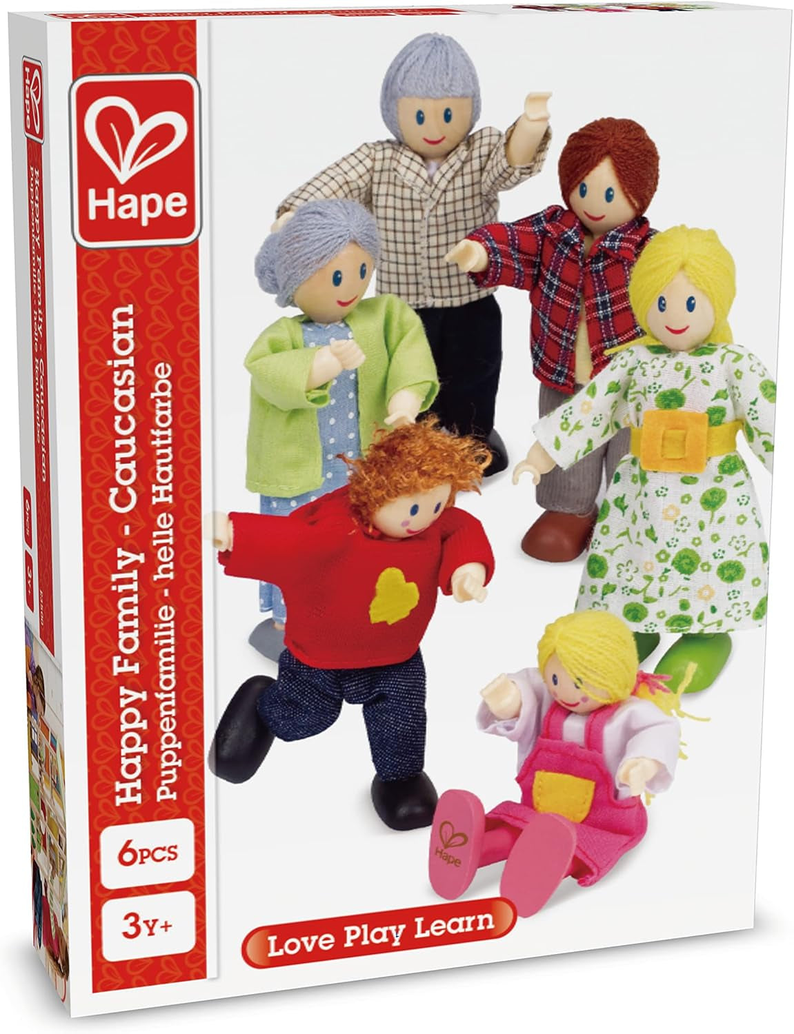 Hape E3401 Casă Patru Anotimpuri, Mobilată și E3500 - Familie de Păpuși, Piele Deschisă