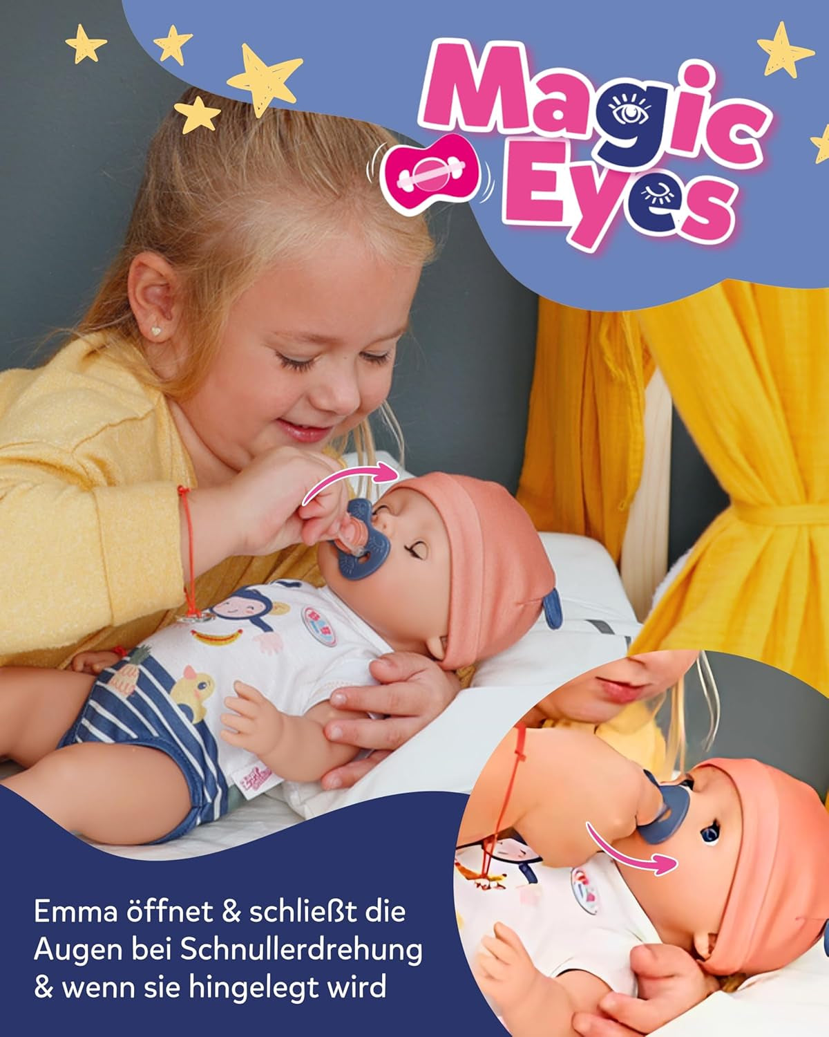 Păpușă Baby Born Emma în stil junglă - 43 cm - 10 funcții, inclusiv accesorii și salopă în culori unisex - Funcționează fără baterii - Potrivită pentru copii cu vârsta de 3 ani și peste
