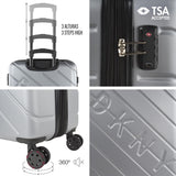 DKNY - Valiză mare cu 4 roți valiză mare ușoară - Valiză de călătorie cu roți mare. Valiză de călătorie mare pentru avioane Valiză hard shell cu închidere certificată - Valiză troler mare, argintie Bagaje și echipament de călătorie Naty Shop